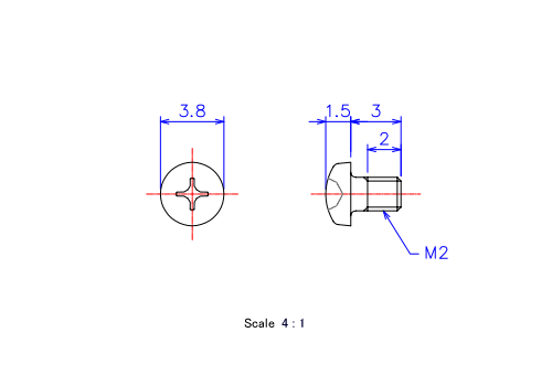 Keramische Runds-Kopf Schrauben M2x3L Metrisches [Zeichnung]