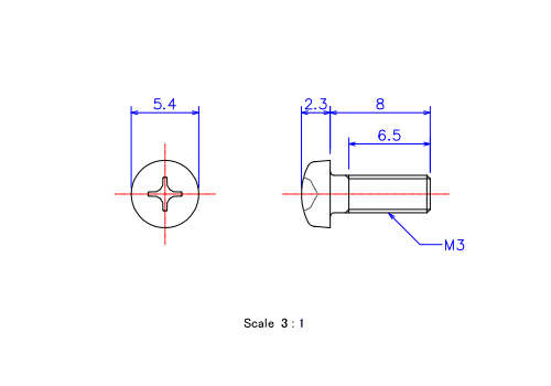Keramische Runds-Kopf Schrauben M3x8L Metrisches [Zeichnung]