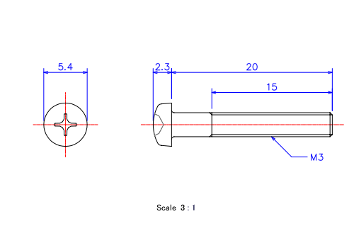 Keramische Runds-Kopf Schrauben M3x20L Metrisches [Zeichnung]