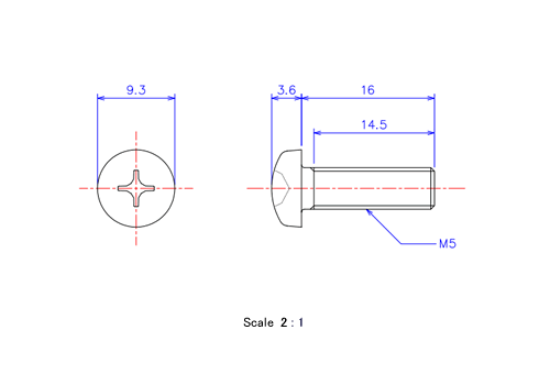 Keramische Runds-Kopf Schrauben M5x16L Metrisches [Zeichnung]