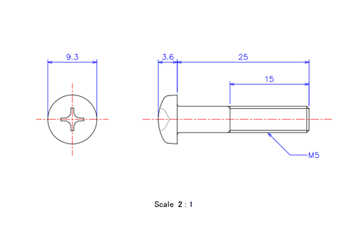 Keramische Runds-Kopf Schrauben M5x25L Metrisches [Zeichnung]