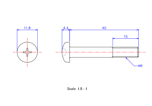 Keramische Runds-Kopf Schrauben M6x40L Metrisches [Zeichnung]