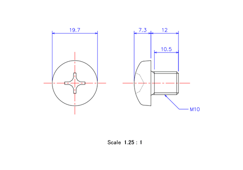 Keramische Runds-Kopf Schrauben M10x12L Metrisches [Zeichnung]