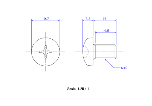 Keramische Runds-Kopf Schrauben M10x16L Metrisches [Zeichnung]