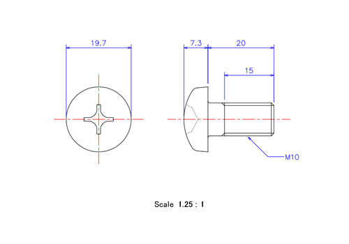 Keramische Runds-Kopf Schrauben M10x20L Metrisches [Zeichnung]