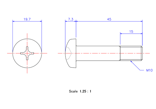 Keramische Runds-Kopf Schrauben M10x45L Metrisches [Zeichnung]