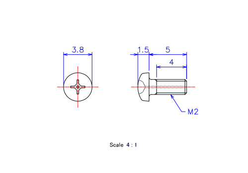 Keramische Schrauben Runds-Kopf (Gasloch) M2x5L Metrisches [Zeichnung]