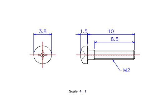 Keramische Schrauben Runds-Kopf (Gasloch) M2x10L Metrisches [Zeichnung]