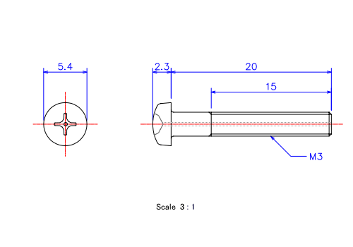 Keramische Schrauben Runds-Kopf (Gasloch) M3x20L Metrisches [Zeichnung]
