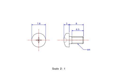 Keramische Schrauben Runds-Kopf (Gasloch) M4x8L Metrisches [Zeichnung]