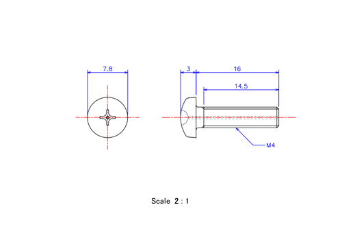 Keramische Schrauben Runds-Kopf (Gasloch) M4x16L Metrisches [Zeichnung]