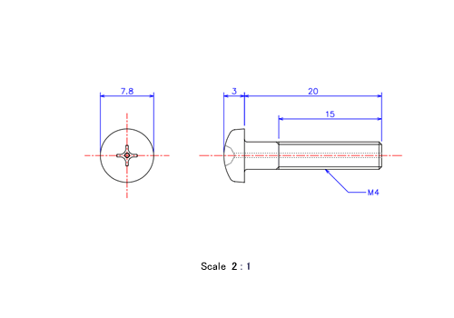 Keramische Schrauben Runds-Kopf (Gasloch) M4x20L Metrisches [Zeichnung]