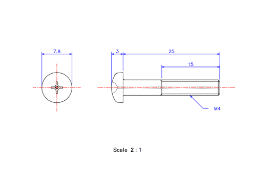 Keramische Schrauben Runds-Kopf (Gasloch) M4x25L Metrisches [Zeichnung]