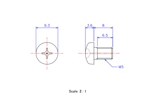 Keramische Schrauben Runds-Kopf (Gasloch) M5x8L Metrisches [Zeichnung]
