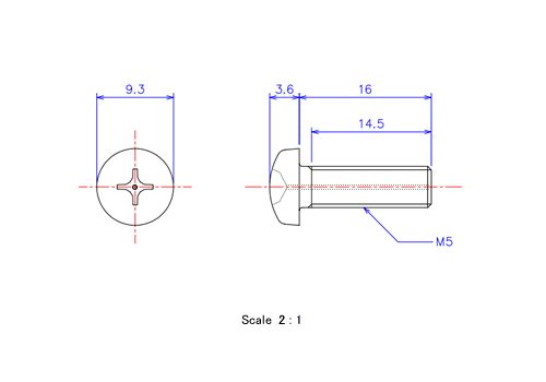 Keramische Schrauben Runds-Kopf (Gasloch) M5x16L Metrisches [Zeichnung]