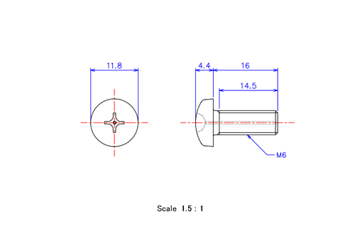 Keramische Schrauben Runds-Kopf (Gasloch) M6x16L Metrisches [Zeichnung]