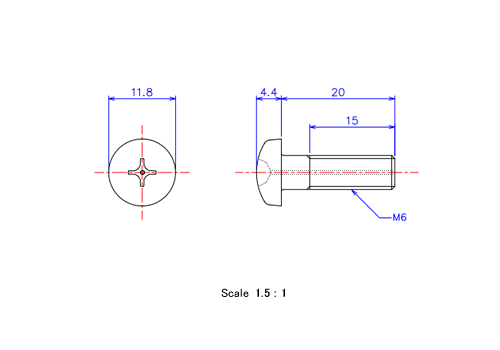 Keramische Schrauben Runds-Kopf (Gasloch) M6x20L Metrisches [Zeichnung]