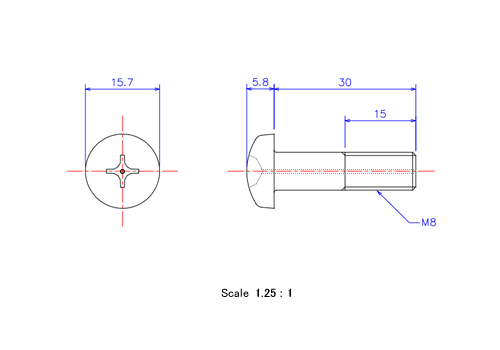 Keramische Schrauben Runds-Kopf (Gasloch) M8x30L Metrisches [Zeichnung]