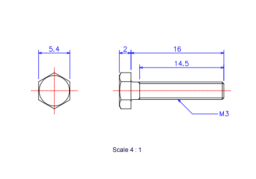 Keramische Schrauben Sechskant-Kopf [Bolzen] M3x16L Metrisches [Zeichnung]