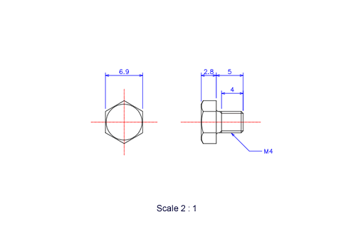 Keramische Schrauben Sechskant-Kopf [Bolzen] M4x5L Metrisches [Zeichnung]