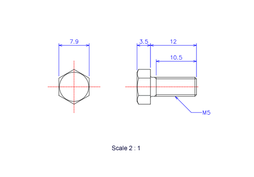 Keramische Schrauben Sechskant-Kopf [Bolzen] M5x12L Metrisches [Zeichnung]