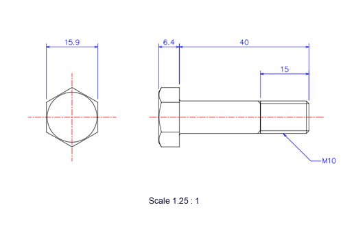 Keramische Schrauben Sechskant-Kopf [Bolzen] M10x40L Metrisches [Zeichnung]