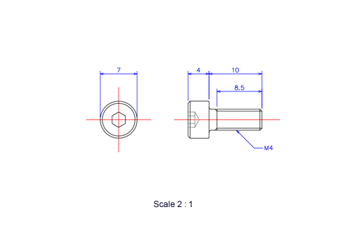 Keramische Schrauben Innen-Sechskant-Kopf M4x10L Metrisches [Zeichnung]