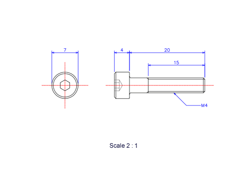 Keramische Schrauben Innen-Sechskant-Kopf M4x20L Metrisches [Zeichnung]
