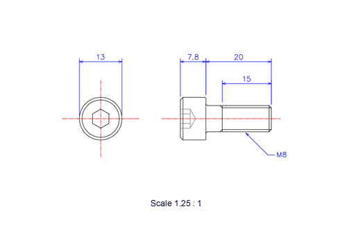 Keramische Schrauben Innen-Sechskant-Kopf M8x20L Metrisches [Zeichnung]