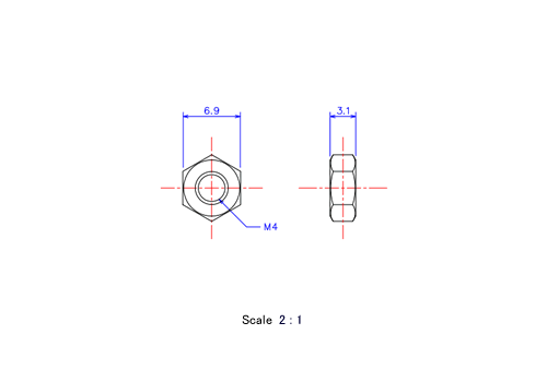 Keramische Schraubenmutter M4x3.1t Metrisches [Zeichnung]