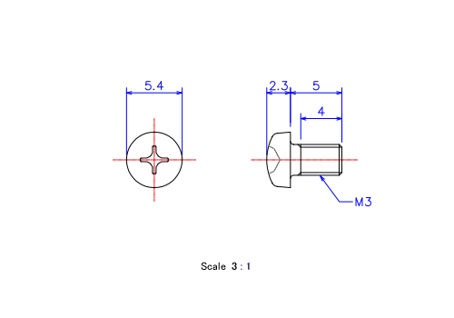 Keramische Runds-Kopf Schrauben M3x5L Metrisches [Zeichnung]