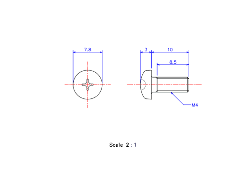 Keramische Runds-Kopf Schrauben M4x10L Metrisches [Zeichnung]