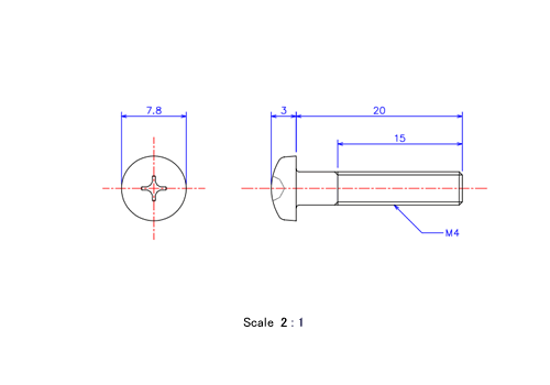Keramische Runds-Kopf Schrauben M4x20L Metrisches [Zeichnung]
