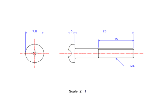Keramische Runds-Kopf Schrauben M4x25L Metrisches [Zeichnung]