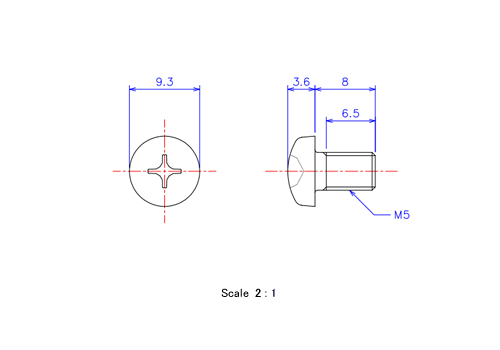 Keramische Runds-Kopf Schrauben M5x8L Metrisches [Zeichnung]