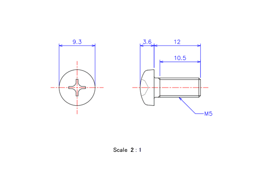 Keramische Runds-Kopf Schrauben M5x12L Metrisches [Zeichnung]