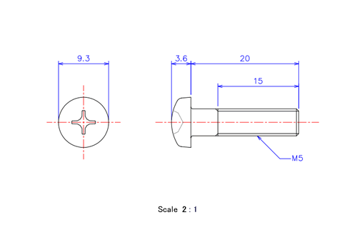 Keramische Runds-Kopf Schrauben M5x20L Metrisches [Zeichnung]