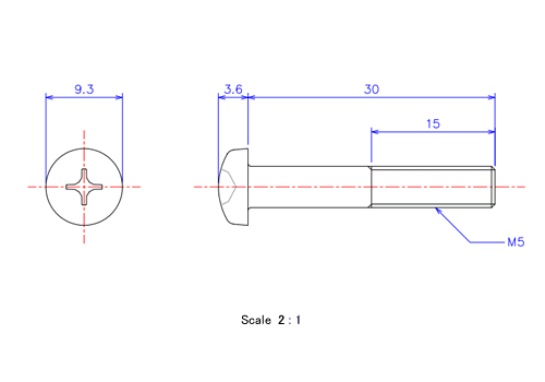 Keramische Runds-Kopf Schrauben M5x30L Metrisches [Zeichnung]