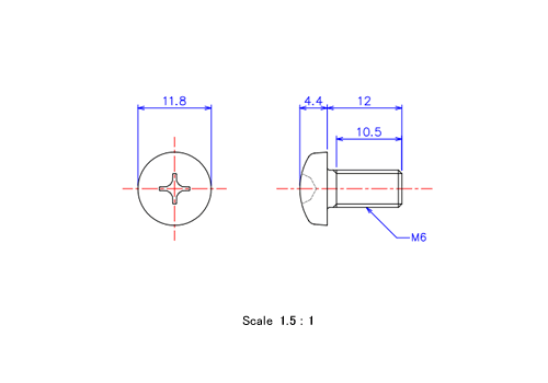 Keramische Runds-Kopf Schrauben M6x12L Metrisches [Zeichnung]