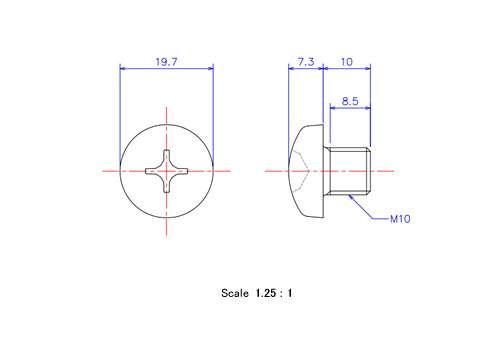 Keramische Runds-Kopf Schrauben M10x10L Metrisches [Zeichnung]