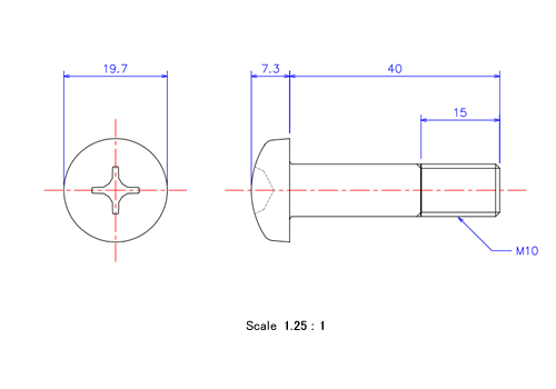 Keramische Runds-Kopf Schrauben M10x40L Metrisches [Zeichnung]