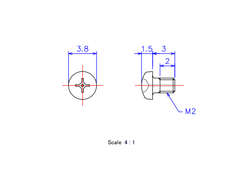 Keramische Schrauben Runds-Kopf (Gasloch) M2x3L Metrisches [Zeichnung]