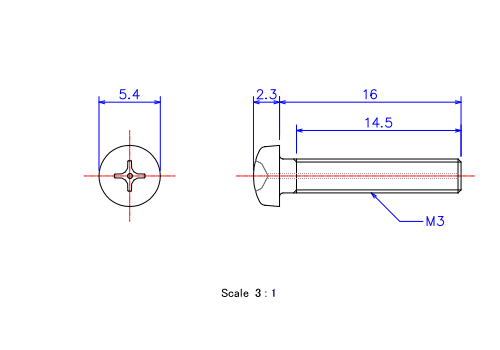 Keramische Schrauben Runds-Kopf (Gasloch) M3x16L Metrisches [Zeichnung]