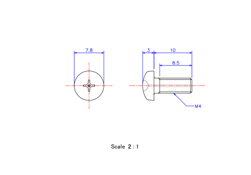 Keramische Schrauben Runds-Kopf (Gasloch) M4x10L Metrisches [Zeichnung]