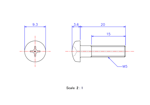 Keramische Schrauben Runds-Kopf (Gasloch) M5x20L Metrisches [Zeichnung]
