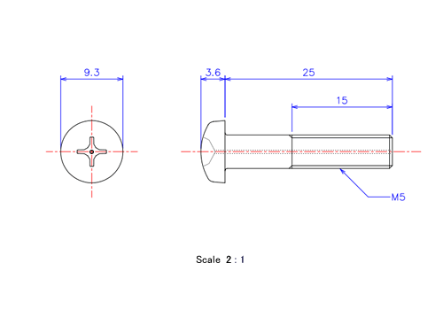 Keramische Schrauben Runds-Kopf (Gasloch) M5x25L Metrisches [Zeichnung]
