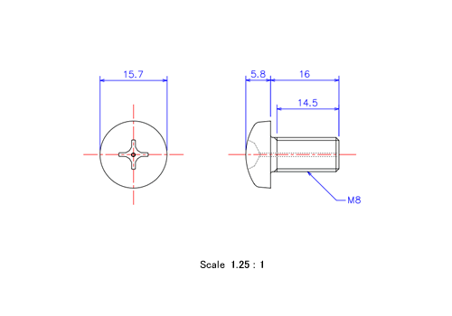 Keramische Schrauben Runds-Kopf (Gasloch) M8x16L Metrisches [Zeichnung]