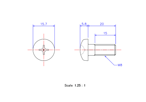 Keramische Schrauben Runds-Kopf (Gasloch) M8x20L Metrisches [Zeichnung]