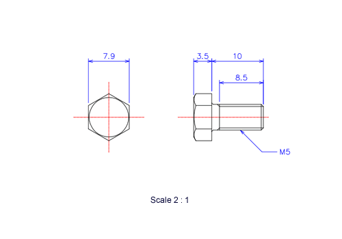 Keramische Schrauben Sechskant-Kopf [Bolzen] M5x10L Metrisches [Zeichnung]