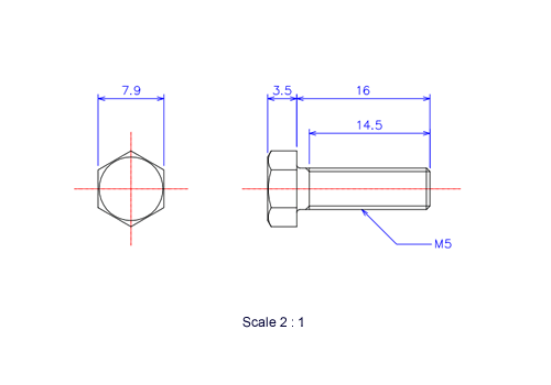 Keramische Schrauben Sechskant-Kopf [Bolzen] M5x16L Metrisches [Zeichnung]